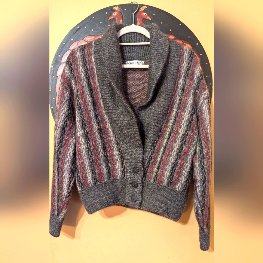 Vintage Jaeger Mohair Blend Gray Sweater Sz. Medium